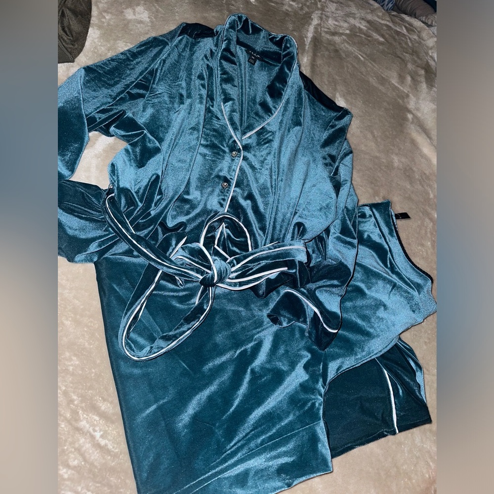 INC International Concepts Teal Velvet Pajama Set